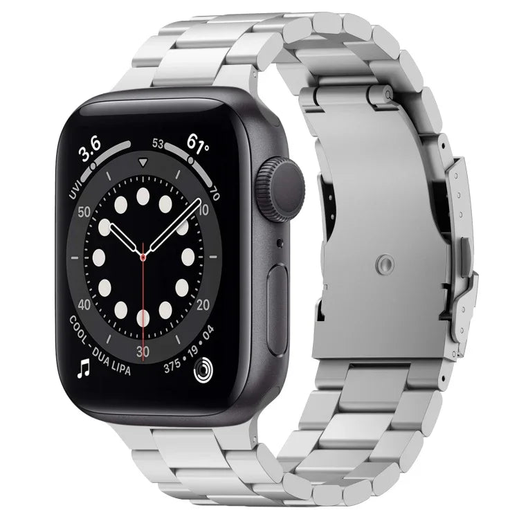 Three Beads Titanium Alloy Metal Watch Band, For Apple Watch Series 7 41mm, For Apple Watch Series 7 45mm, For Apple Watch Series 6 40mm, For Apple Watch Series 6 44mm, For Apple Watch Series 5 44mm, For Apple Watch Series 5 40mm                       ...