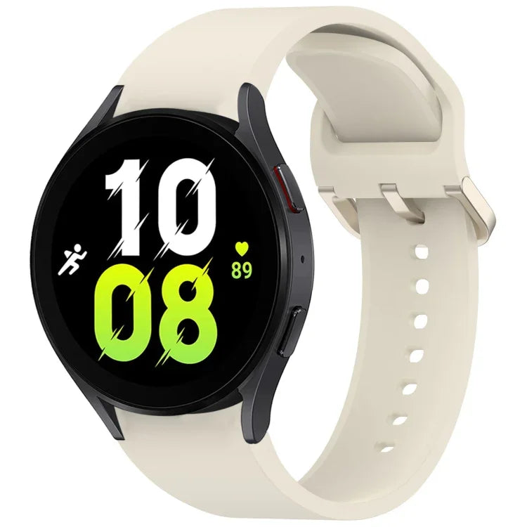 สายรัดนาฬิกาซิลิโคนสีทึบพร้อมหัวเข็มขัดสีสันสดใสแบบปลดเร็ว สำหรับ Samsung Galaxy Watch 5 40 / 44mm, สำหรับ Samsung Galaxy Watch 5 Pro, สำหรับ Samsung Galaxy Watch 4 40 / 44mm, สำหรับ Samsung Galaxy Watch 4 Classic 46 / 42mm