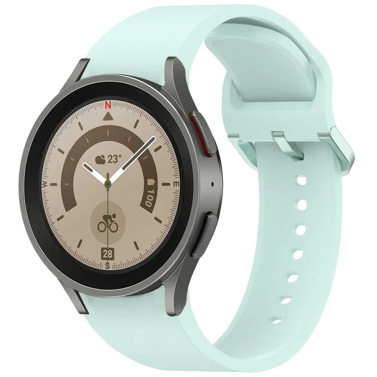 สายรัดนาฬิกาซิลิโคนสีทึบพร้อมหัวเข็มขัดสีสันสดใสแบบปลดเร็ว สำหรับ Samsung Galaxy Watch 5 40 / 44mm, สำหรับ Samsung Galaxy Watch 5 Pro, สำหรับ Samsung Galaxy Watch 4 40 / 44mm, สำหรับ Samsung Galaxy Watch 4 Classic 46 / 42mm
