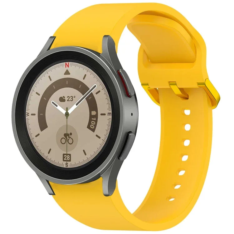 สายรัดนาฬิกาซิลิโคนสีทึบพร้อมหัวเข็มขัดสีสันสดใสแบบปลดเร็ว สำหรับ Samsung Galaxy Watch 5 40 / 44mm, สำหรับ Samsung Galaxy Watch 5 Pro, สำหรับ Samsung Galaxy Watch 4 40 / 44mm, สำหรับ Samsung Galaxy Watch 4 Classic 46 / 42mm
