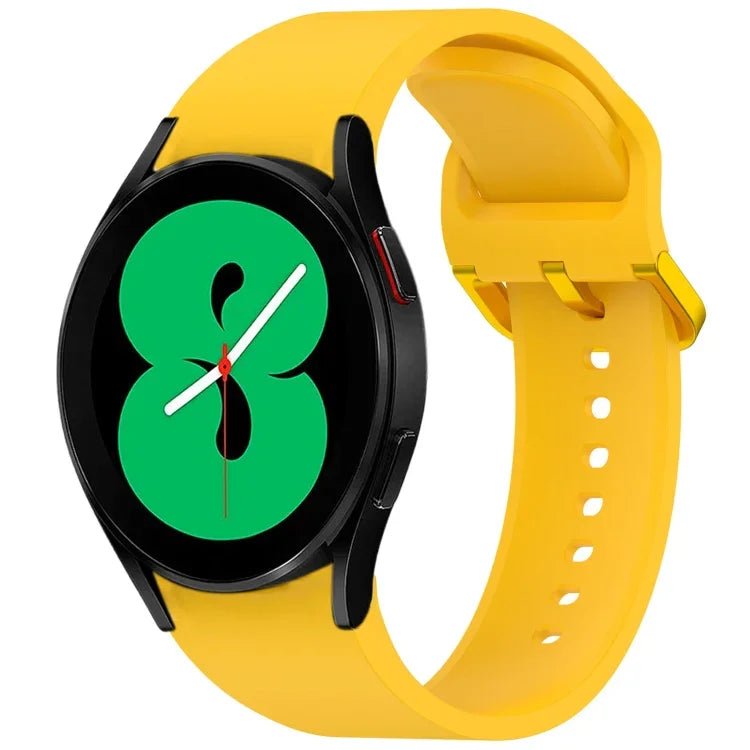 สายรัดนาฬิกาซิลิโคนสีทึบพร้อมหัวเข็มขัดสีสันสดใสแบบปลดเร็ว สำหรับ Samsung Galaxy Watch 5 40 / 44mm, สำหรับ Samsung Galaxy Watch 5 Pro, สำหรับ Samsung Galaxy Watch 4 40 / 44mm, สำหรับ Samsung Galaxy Watch 4 Classic 46 / 42mm