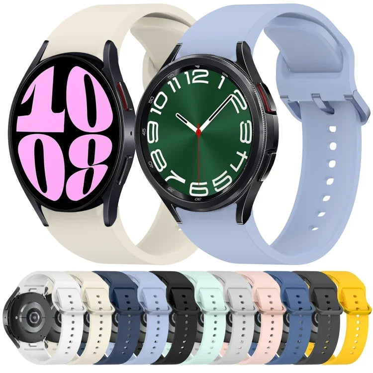 สายรัดนาฬิกาซิลิโคนสีทึบพร้อมหัวเข็มขัดสีสันสดใสแบบปลดเร็ว สำหรับ Samsung Galaxy Watch 5 40 / 44mm, สำหรับ Samsung Galaxy Watch 5 Pro, สำหรับ Samsung Galaxy Watch 4 40 / 44mm, สำหรับ Samsung Galaxy Watch 4 Classic 46 / 42mm