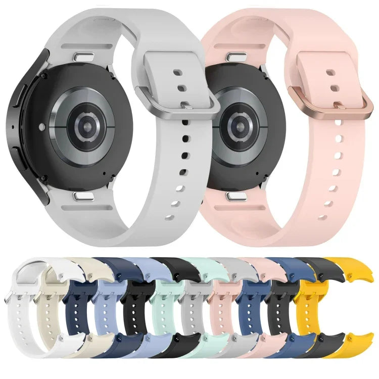 สายรัดนาฬิกาซิลิโคนสีทึบพร้อมหัวเข็มขัดสีสันสดใสแบบปลดเร็ว สำหรับ Samsung Galaxy Watch 5 40 / 44mm, สำหรับ Samsung Galaxy Watch 5 Pro, สำหรับ Samsung Galaxy Watch 4 40 / 44mm, สำหรับ Samsung Galaxy Watch 4 Classic 46 / 42mm