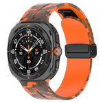 สายรัดนาฬิกาซิลิโคนพร้อมหัวเข็มขัดพับแม่เหล็ก สำหรับ Samsung Galaxy Watch Ultra 47mm