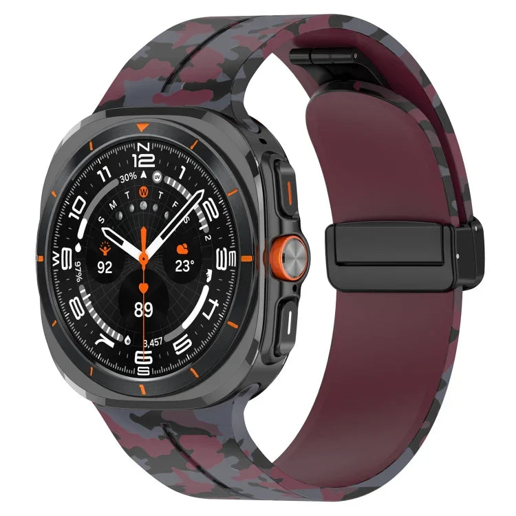 สายรัดนาฬิกาซิลิโคนพร้อมหัวเข็มขัดพับแม่เหล็ก สำหรับ Samsung Galaxy Watch Ultra 47mm