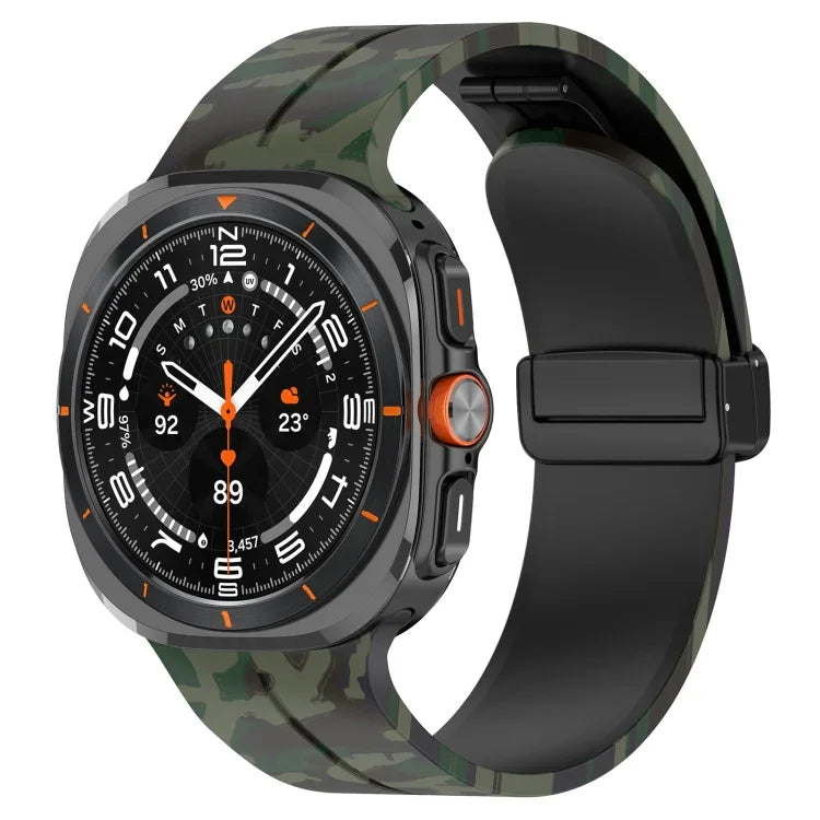 สายรัดนาฬิกาซิลิโคนพร้อมหัวเข็มขัดพับแม่เหล็ก สำหรับ Samsung Galaxy Watch Ultra 47mm