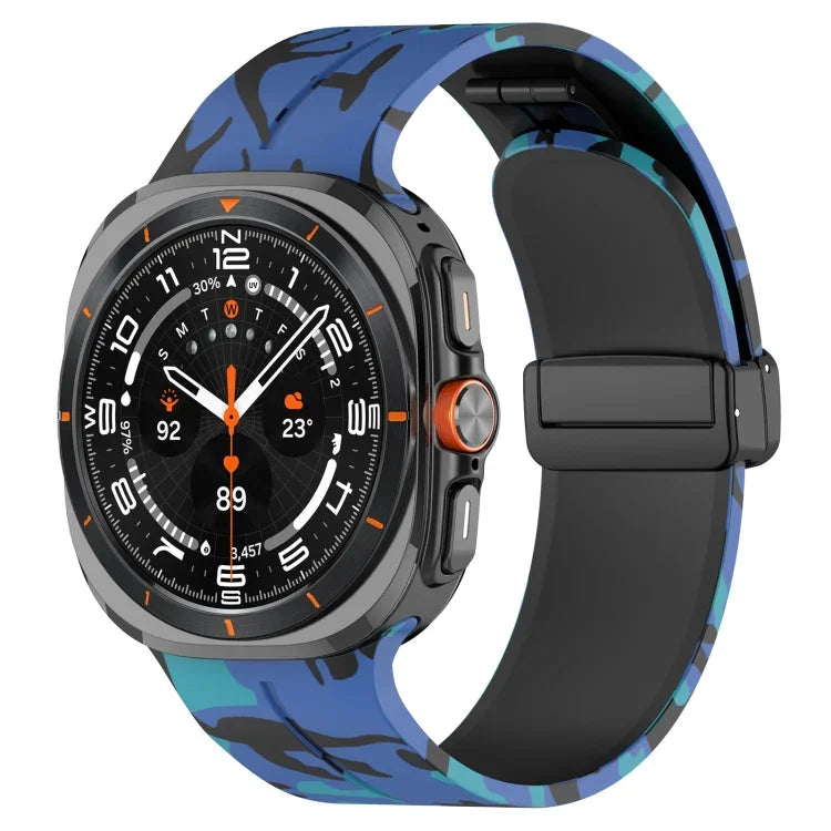 สายรัดนาฬิกาซิลิโคนพร้อมหัวเข็มขัดพับแม่เหล็ก สำหรับ Samsung Galaxy Watch Ultra 47mm