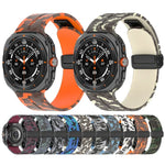 สายรัดนาฬิกาซิลิโคนพร้อมหัวเข็มขัดพับแม่เหล็ก สำหรับ Samsung Galaxy Watch Ultra 47mm