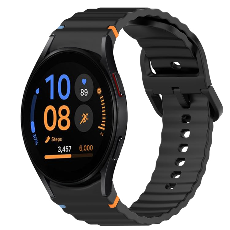 สายรัดนาฬิกาซิลิโคนลายเม็ดคลื่นเย็บพร้อมระบบปลดเร็ว สำหรับ Samsung Galaxy Watch FE ขนาด 40 มม., สำหรับ Samsung Galaxy Watch 7 ขนาด 44 มม., สำหรับ Samsung Galaxy Watch 7 ขนาด 40 มม., สำหรับ Samsung Galaxy Watch 6 Classic ขนาด 47 มม.