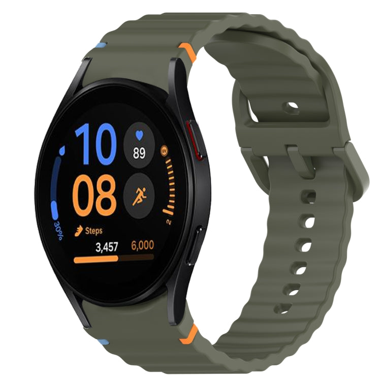 สายรัดนาฬิกาซิลิโคนลายเม็ดคลื่นเย็บพร้อมระบบปลดเร็ว สำหรับ Samsung Galaxy Watch FE ขนาด 40 มม., สำหรับ Samsung Galaxy Watch 7 ขนาด 44 มม., สำหรับ Samsung Galaxy Watch 7 ขนาด 40 มม., สำหรับ Samsung Galaxy Watch 6 Classic ขนาด 47 มม.