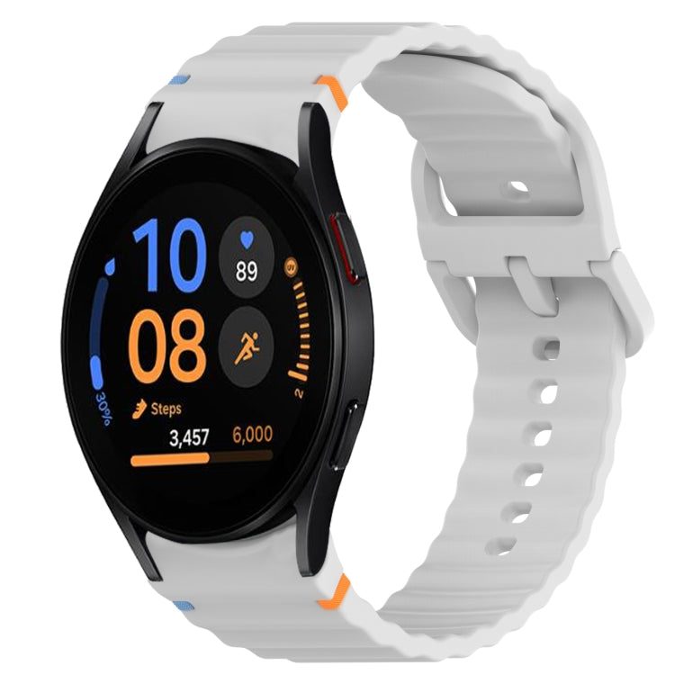 สายรัดนาฬิกาซิลิโคนลายเม็ดคลื่นเย็บพร้อมระบบปลดเร็ว สำหรับ Samsung Galaxy Watch FE ขนาด 40 มม., สำหรับ Samsung Galaxy Watch 7 ขนาด 44 มม., สำหรับ Samsung Galaxy Watch 7 ขนาด 40 มม., สำหรับ Samsung Galaxy Watch 6 Classic ขนาด 47 มม.