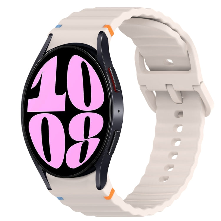 สายรัดนาฬิกาซิลิโคนลายเม็ดคลื่นเย็บพร้อมระบบปลดเร็ว สำหรับ Samsung Galaxy Watch 6 ขนาด 44 มม., สำหรับ Samsung Galaxy Watch 6 ขนาด 40 มม., สำหรับ Samsung Galaxy Watch 6 Classic ขนาด 43 มม., สำหรับ Samsung Galaxy Watch 5 Pro Golf Edition