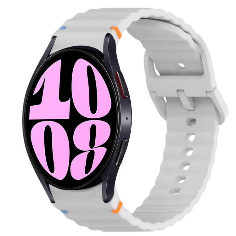 สายรัดนาฬิกาซิลิโคนลายเม็ดคลื่นเย็บพร้อมระบบปลดเร็ว สำหรับ Samsung Galaxy Watch 6 ขนาด 44 มม., สำหรับ Samsung Galaxy Watch 6 ขนาด 40 มม., สำหรับ Samsung Galaxy Watch 6 Classic ขนาด 43 มม., สำหรับ Samsung Galaxy Watch 5 Pro Golf Edition