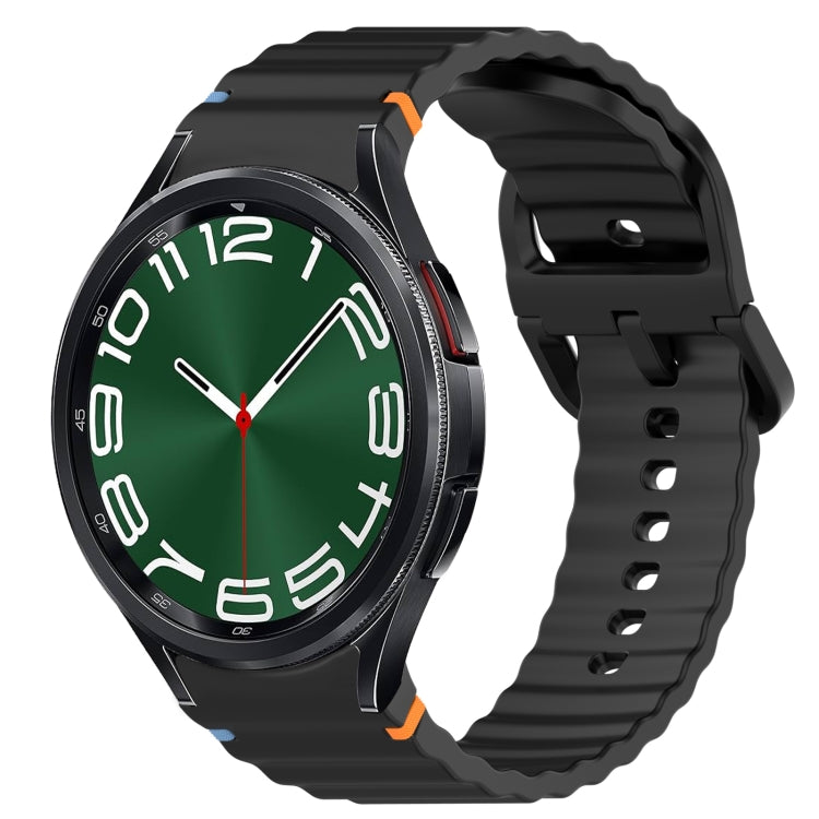 สายรัดนาฬิกาซิลิโคนลายเม็ดคลื่นเย็บพร้อมระบบปลดเร็ว สำหรับ Samsung Galaxy Watch FE ขนาด 40 มม., สำหรับ Samsung Galaxy Watch 7 ขนาด 44 มม., สำหรับ Samsung Galaxy Watch 7 ขนาด 40 มม., สำหรับ Samsung Galaxy Watch 6 Classic ขนาด 47 มม.
