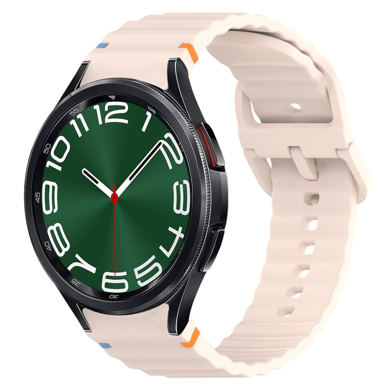สายรัดนาฬิกาซิลิโคนลายเม็ดคลื่นเย็บพร้อมระบบปลดเร็ว สำหรับ Samsung Galaxy Watch 6 ขนาด 44 มม., สำหรับ Samsung Galaxy Watch 6 ขนาด 40 มม., สำหรับ Samsung Galaxy Watch 6 Classic ขนาด 43 มม., สำหรับ Samsung Galaxy Watch 5 Pro Golf Edition