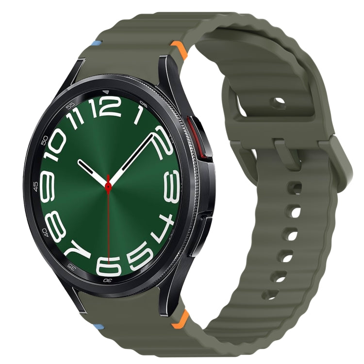 สายรัดนาฬิกาซิลิโคนลายเม็ดคลื่นเย็บพร้อมระบบปลดเร็ว สำหรับ Samsung Galaxy Watch 6 ขนาด 44 มม., สำหรับ Samsung Galaxy Watch 6 ขนาด 40 มม., สำหรับ Samsung Galaxy Watch 6 Classic ขนาด 43 มม., สำหรับ Samsung Galaxy Watch 5 Pro Golf Edition
