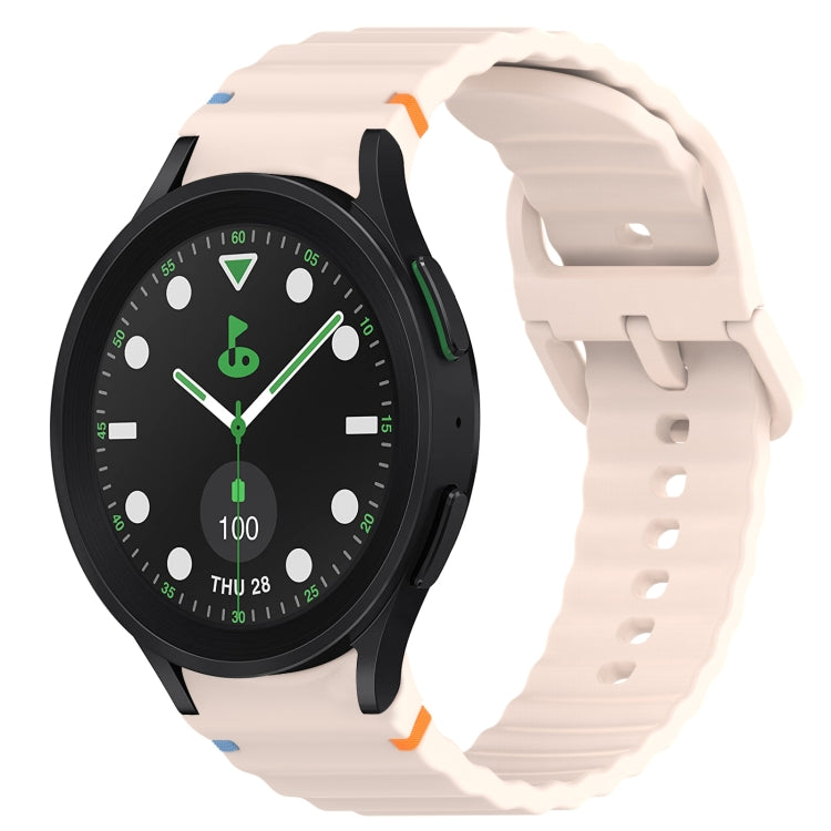 สายรัดนาฬิกาซิลิโคนลายเม็ดคลื่นเย็บพร้อมระบบปลดเร็ว สำหรับ Samsung Galaxy Watch 6 ขนาด 44 มม., สำหรับ Samsung Galaxy Watch 6 ขนาด 40 มม., สำหรับ Samsung Galaxy Watch 6 Classic ขนาด 43 มม., สำหรับ Samsung Galaxy Watch 5 Pro Golf Edition