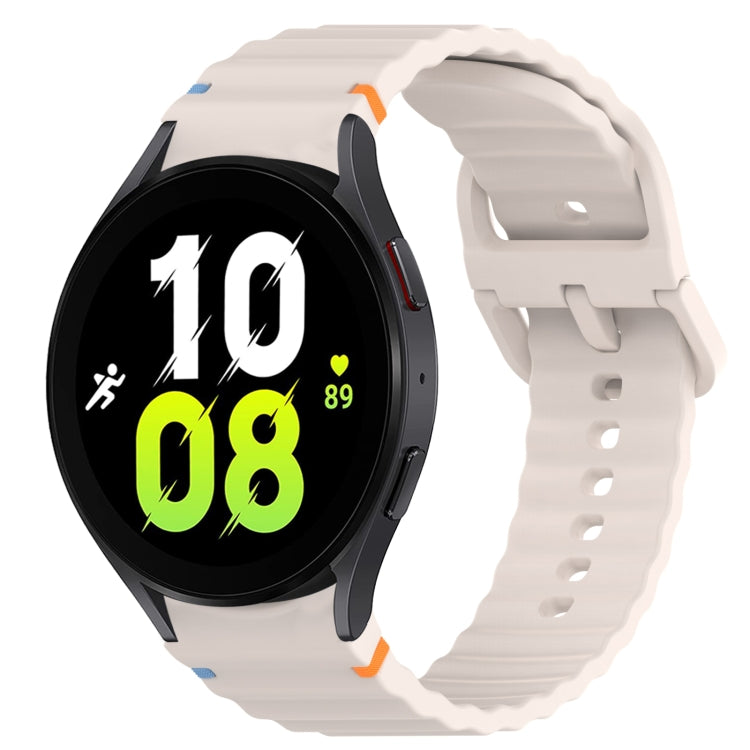 สายรัดนาฬิกาซิลิโคนลายเม็ดคลื่นเย็บพร้อมระบบปลดเร็ว สำหรับ Samsung Galaxy Watch 5 Golf Edition, สำหรับ Samsung Galaxy Watch 5 ขนาด 44 มม., สำหรับ Samsung Galaxy Watch 5 Pro ขนาด 45 มม., สำหรับ Samsung Galaxy Watch 5 ขนาด 40 มม.