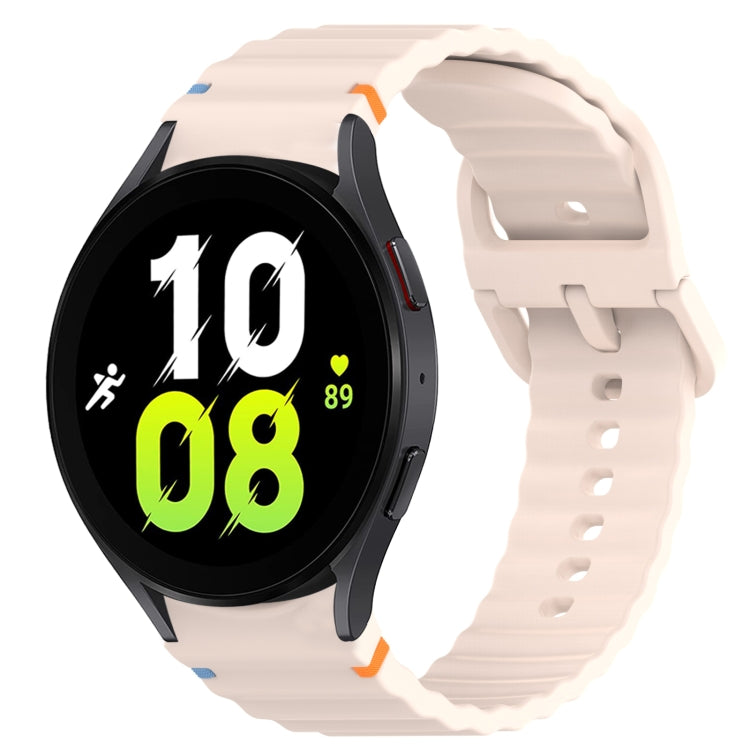 สายรัดนาฬิกาซิลิโคนลายเม็ดคลื่นเย็บพร้อมระบบปลดเร็ว สำหรับ Samsung Galaxy Watch 5 Golf Edition, สำหรับ Samsung Galaxy Watch 5 ขนาด 44 มม., สำหรับ Samsung Galaxy Watch 5 Pro ขนาด 45 มม., สำหรับ Samsung Galaxy Watch 5 ขนาด 40 มม.