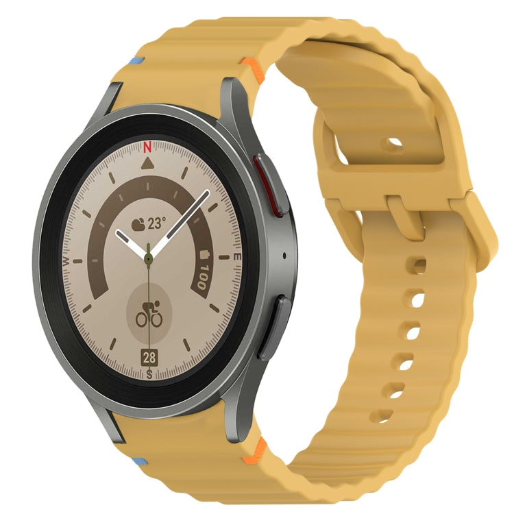 สายรัดนาฬิกาซิลิโคนลายเม็ดคลื่นเย็บพร้อมระบบปลดเร็ว สำหรับ Samsung Galaxy Watch 5 Golf Edition, สำหรับ Samsung Galaxy Watch 5 ขนาด 44 มม., สำหรับ Samsung Galaxy Watch 5 Pro ขนาด 45 มม., สำหรับ Samsung Galaxy Watch 5 ขนาด 40 มม.