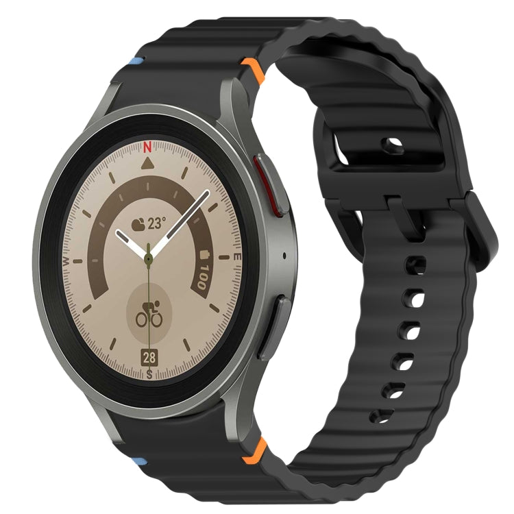 สายรัดนาฬิกาซิลิโคนลายเม็ดคลื่นเย็บพร้อมระบบปลดเร็ว สำหรับ Samsung Galaxy Watch 5 Golf Edition, สำหรับ Samsung Galaxy Watch 5 ขนาด 44 มม., สำหรับ Samsung Galaxy Watch 5 Pro ขนาด 45 มม., สำหรับ Samsung Galaxy Watch 5 ขนาด 40 มม.