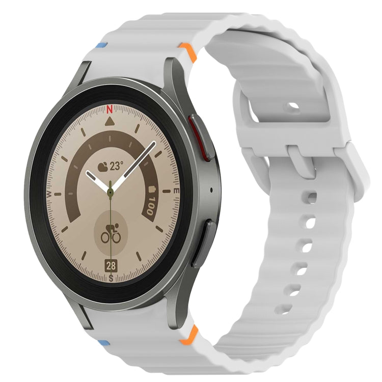 สายรัดนาฬิกาซิลิโคนลายเม็ดคลื่นเย็บพร้อมระบบปลดเร็ว สำหรับ Samsung Galaxy Watch 5 Golf Edition, สำหรับ Samsung Galaxy Watch 5 ขนาด 44 มม., สำหรับ Samsung Galaxy Watch 5 Pro ขนาด 45 มม., สำหรับ Samsung Galaxy Watch 5 ขนาด 40 มม.