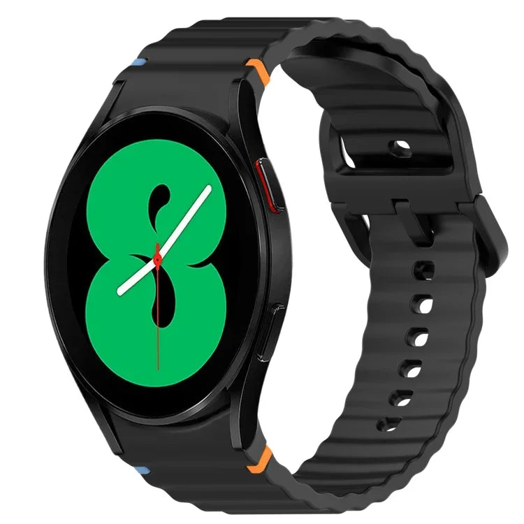 สายรัดนาฬิกาซิลิโคนลายคลื่นเย็บ พร้อมระบบปลดล็อกด่วน สำหรับ Samsung Galaxy Watch 4 44 มม. สำหรับ Samsung Galaxy Watch 4 40 มม. สำหรับ Samsung Galaxy Watch 4 Classic 46 มม. สำหรับ Samsung Galaxy Watch 4 Classic 42 มม.