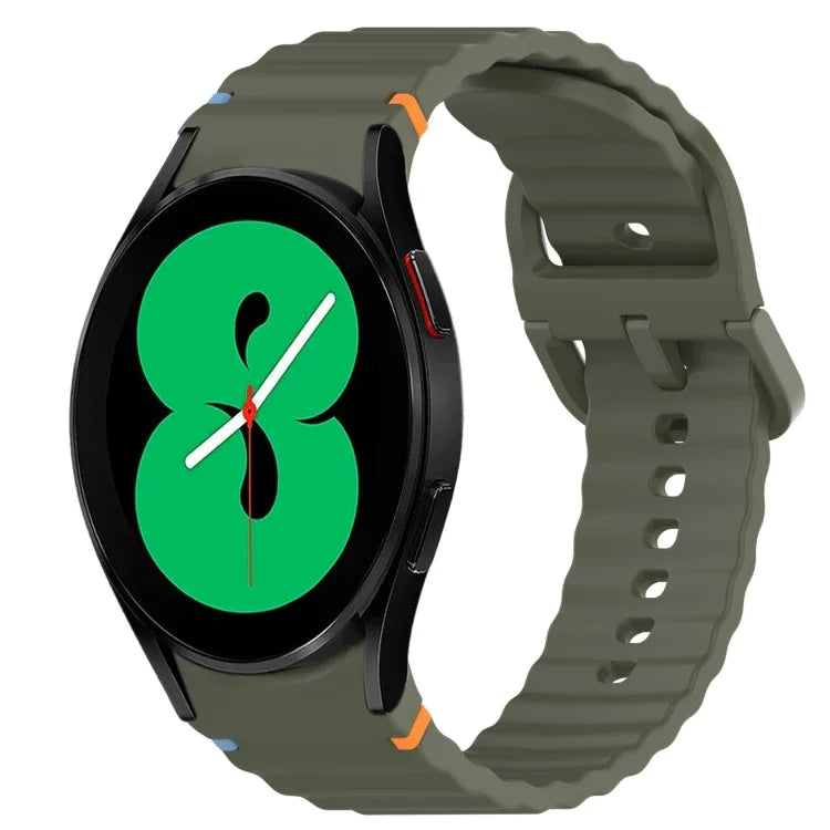 สายรัดนาฬิกาซิลิโคนลายคลื่นเย็บ พร้อมระบบปลดล็อกด่วน สำหรับ Samsung Galaxy Watch 4 44 มม. สำหรับ Samsung Galaxy Watch 4 40 มม. สำหรับ Samsung Galaxy Watch 4 Classic 46 มม. สำหรับ Samsung Galaxy Watch 4 Classic 42 มม.