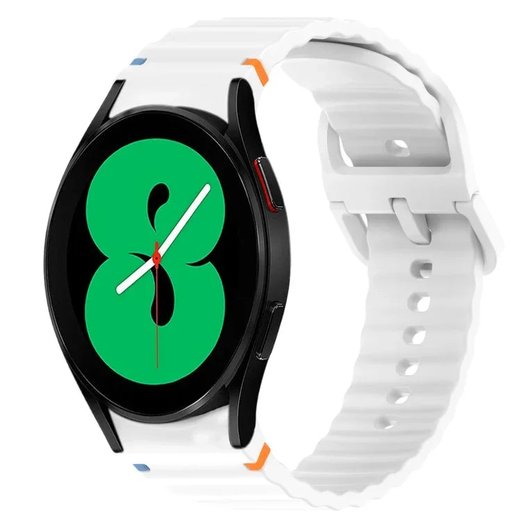สายรัดนาฬิกาซิลิโคนลายคลื่นเย็บ พร้อมระบบปลดล็อกด่วน สำหรับ Samsung Galaxy Watch 4 44 มม. สำหรับ Samsung Galaxy Watch 4 40 มม. สำหรับ Samsung Galaxy Watch 4 Classic 46 มม. สำหรับ Samsung Galaxy Watch 4 Classic 42 มม.
