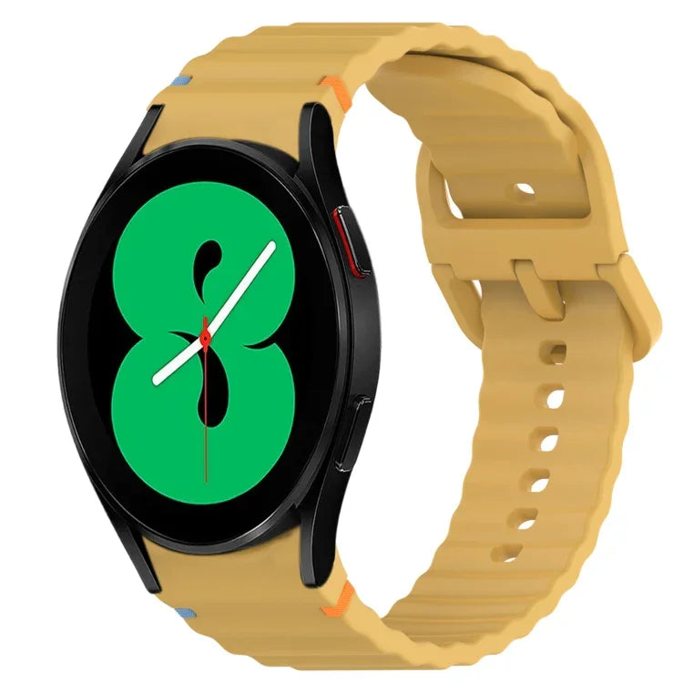 สายรัดนาฬิกาซิลิโคนลายคลื่นเย็บ พร้อมระบบปลดล็อกด่วน สำหรับ Samsung Galaxy Watch 4 44 มม. สำหรับ Samsung Galaxy Watch 4 40 มม. สำหรับ Samsung Galaxy Watch 4 Classic 46 มม. สำหรับ Samsung Galaxy Watch 4 Classic 42 มม.
