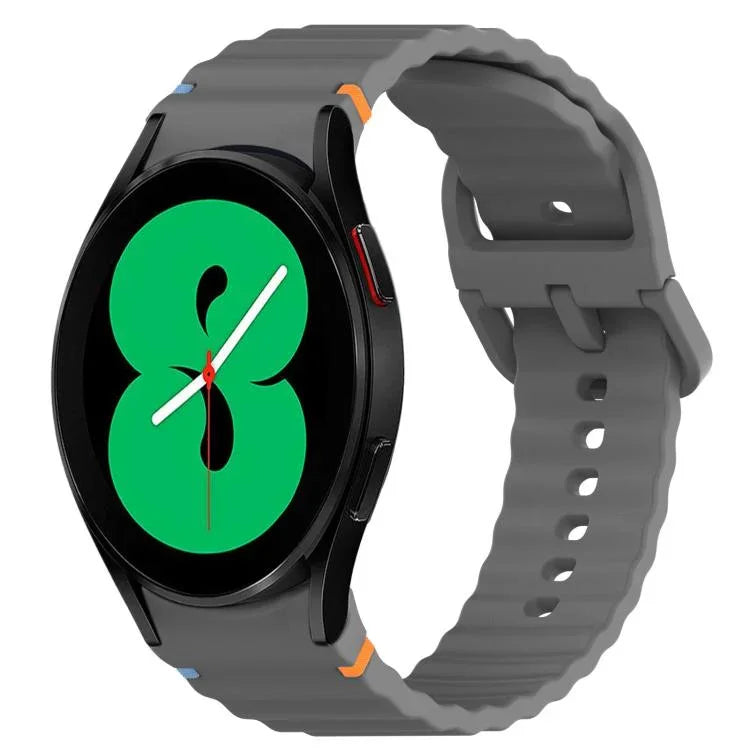 สายรัดนาฬิกาซิลิโคนลายคลื่นเย็บ พร้อมระบบปลดล็อกด่วน สำหรับ Samsung Galaxy Watch 4 44 มม. สำหรับ Samsung Galaxy Watch 4 40 มม. สำหรับ Samsung Galaxy Watch 4 Classic 46 มม. สำหรับ Samsung Galaxy Watch 4 Classic 42 มม.