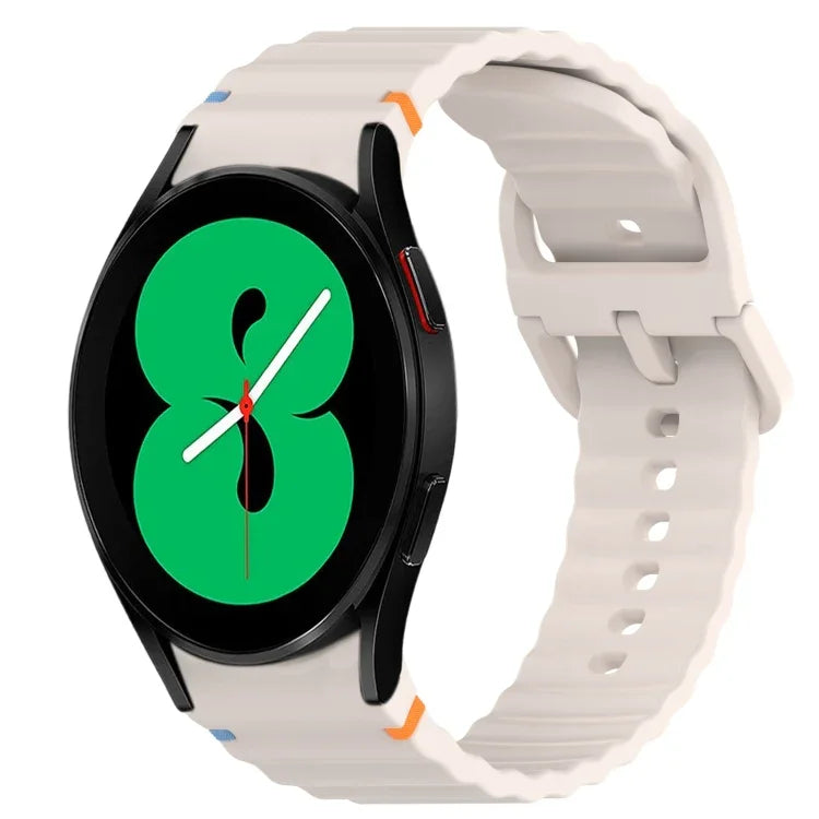 สายรัดนาฬิกาซิลิโคนลายคลื่นเย็บ พร้อมระบบปลดล็อกด่วน สำหรับ Samsung Galaxy Watch 4 44 มม. สำหรับ Samsung Galaxy Watch 4 40 มม. สำหรับ Samsung Galaxy Watch 4 Classic 46 มม. สำหรับ Samsung Galaxy Watch 4 Classic 42 มม.