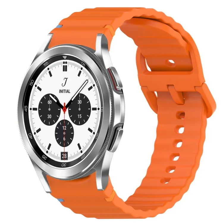 สายรัดนาฬิกาซิลิโคนลายคลื่นเย็บ พร้อมระบบปลดล็อกด่วน สำหรับ Samsung Galaxy Watch 4 44 มม. สำหรับ Samsung Galaxy Watch 4 40 มม. สำหรับ Samsung Galaxy Watch 4 Classic 46 มม. สำหรับ Samsung Galaxy Watch 4 Classic 42 มม.