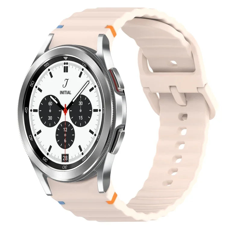 สายรัดนาฬิกาซิลิโคนลายคลื่นเย็บ พร้อมระบบปลดล็อกด่วน สำหรับ Samsung Galaxy Watch 4 44 มม. สำหรับ Samsung Galaxy Watch 4 40 มม. สำหรับ Samsung Galaxy Watch 4 Classic 46 มม. สำหรับ Samsung Galaxy Watch 4 Classic 42 มม.