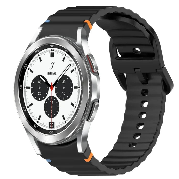 สายรัดนาฬิกาซิลิโคนลายคลื่นเย็บ พร้อมระบบปลดล็อกด่วน สำหรับ Samsung Galaxy Watch 4 44 มม. สำหรับ Samsung Galaxy Watch 4 40 มม. สำหรับ Samsung Galaxy Watch 4 Classic 46 มม. สำหรับ Samsung Galaxy Watch 4 Classic 42 มม.