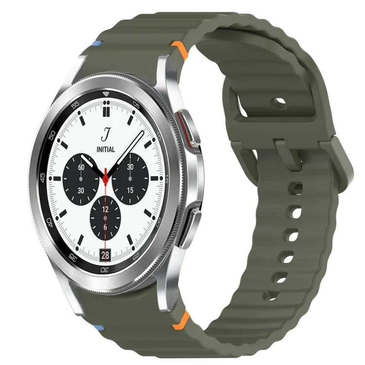 สายรัดนาฬิกาซิลิโคนลายคลื่นเย็บ พร้อมระบบปลดล็อกด่วน สำหรับ Samsung Galaxy Watch 4 44 มม. สำหรับ Samsung Galaxy Watch 4 40 มม. สำหรับ Samsung Galaxy Watch 4 Classic 46 มม. สำหรับ Samsung Galaxy Watch 4 Classic 42 มม.
