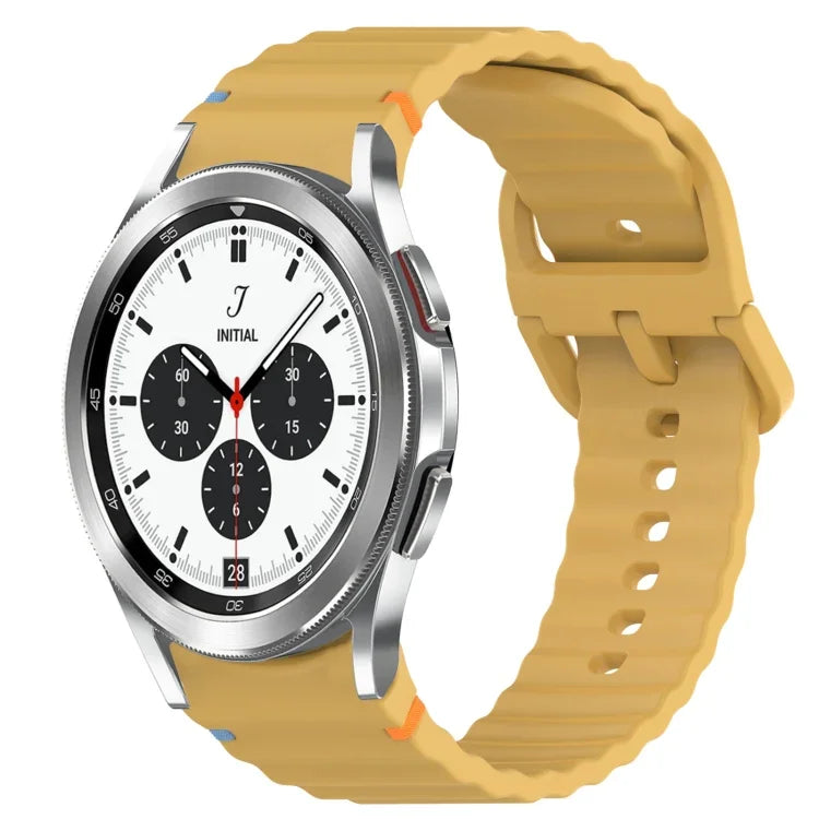 สายรัดนาฬิกาซิลิโคนลายคลื่นเย็บ พร้อมระบบปลดล็อกด่วน สำหรับ Samsung Galaxy Watch 4 44 มม. สำหรับ Samsung Galaxy Watch 4 40 มม. สำหรับ Samsung Galaxy Watch 4 Classic 46 มม. สำหรับ Samsung Galaxy Watch 4 Classic 42 มม.