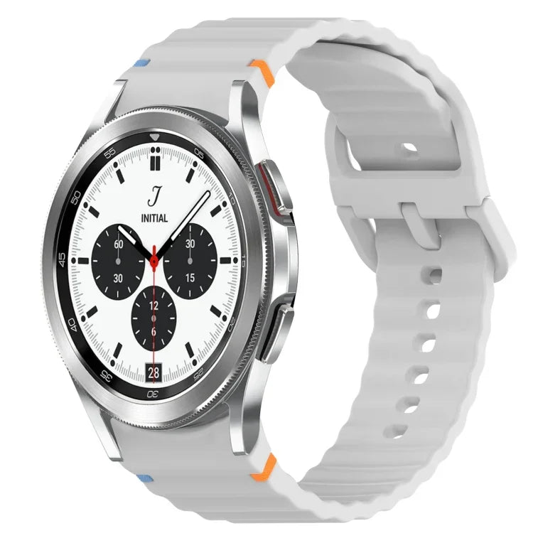 สายรัดนาฬิกาซิลิโคนลายคลื่นเย็บ พร้อมระบบปลดล็อกด่วน สำหรับ Samsung Galaxy Watch 4 44 มม. สำหรับ Samsung Galaxy Watch 4 40 มม. สำหรับ Samsung Galaxy Watch 4 Classic 46 มม. สำหรับ Samsung Galaxy Watch 4 Classic 42 มม.