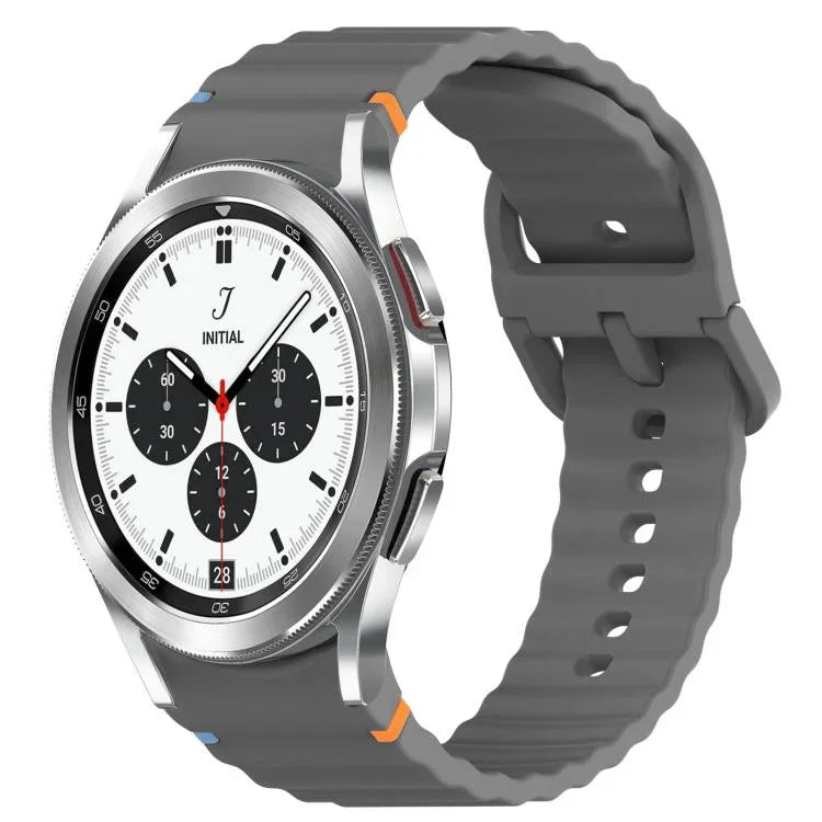 สายรัดนาฬิกาซิลิโคนลายคลื่นเย็บ พร้อมระบบปลดล็อกด่วน สำหรับ Samsung Galaxy Watch 4 44 มม. สำหรับ Samsung Galaxy Watch 4 40 มม. สำหรับ Samsung Galaxy Watch 4 Classic 46 มม. สำหรับ Samsung Galaxy Watch 4 Classic 42 มม.