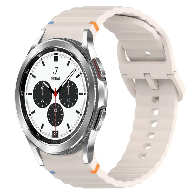 สายรัดนาฬิกาซิลิโคนลายคลื่นเย็บ พร้อมระบบปลดล็อกด่วน สำหรับ Samsung Galaxy Watch 4 44 มม. สำหรับ Samsung Galaxy Watch 4 40 มม. สำหรับ Samsung Galaxy Watch 4 Classic 46 มม. สำหรับ Samsung Galaxy Watch 4 Classic 42 มม.