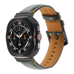สายรัดนาฬิกาหนังแท้สีดำเย็บ พร้อมหัวเข็มขัด สำหรับ Samsung Galaxy Watch Ultra 47 มม.