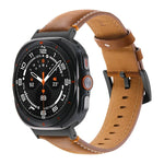 สายรัดนาฬิกาหนังแท้สีดำเย็บ พร้อมหัวเข็มขัด สำหรับ Samsung Galaxy Watch Ultra 47 มม.