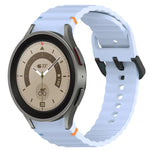 สายซิลิโคนลายเกรนคลื่นเย็บพร้อมบัคเคิลสีดำ สำหรับ Samsung Galaxy Watch 5 40 / 44 มม., สำหรับ Samsung Galaxy Watch 5 Pro, สำหรับ Samsung Galaxy Watch 4 40 / 44 มม., สำหรับ Samsung Galaxy Watch 4 Classic 42 / 46 มม.