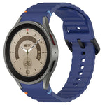 สายซิลิโคนลายเกรนคลื่นเย็บพร้อมบัคเคิลสีดำ สำหรับ Samsung Galaxy Watch 5 40 / 44 มม., สำหรับ Samsung Galaxy Watch 5 Pro, สำหรับ Samsung Galaxy Watch 4 40 / 44 มม., สำหรับ Samsung Galaxy Watch 4 Classic 42 / 46 มม.