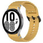 สายซิลิโคนลายเกรนคลื่นเย็บพร้อมบัคเคิลสีดำ สำหรับ Samsung Galaxy Watch 5 40 / 44 มม., สำหรับ Samsung Galaxy Watch 5 Pro, สำหรับ Samsung Galaxy Watch 4 40 / 44 มม., สำหรับ Samsung Galaxy Watch 4 Classic 42 / 46 มม.