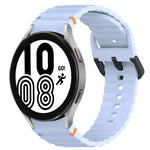 สายซิลิโคนลายเกรนคลื่นเย็บพร้อมบัคเคิลสีดำ สำหรับ Samsung Galaxy Watch 5 40 / 44 มม., สำหรับ Samsung Galaxy Watch 5 Pro, สำหรับ Samsung Galaxy Watch 4 40 / 44 มม., สำหรับ Samsung Galaxy Watch 4 Classic 42 / 46 มม.