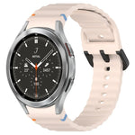 สายซิลิโคนลายเกรนคลื่นเย็บพร้อมบัคเคิลสีดำ สำหรับ Samsung Galaxy Watch 5 40 / 44 มม., สำหรับ Samsung Galaxy Watch 5 Pro, สำหรับ Samsung Galaxy Watch 4 40 / 44 มม., สำหรับ Samsung Galaxy Watch 4 Classic 42 / 46 มม.