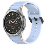 สายซิลิโคนลายเกรนคลื่นเย็บพร้อมบัคเคิลสีดำ สำหรับ Samsung Galaxy Watch 5 40 / 44 มม., สำหรับ Samsung Galaxy Watch 5 Pro, สำหรับ Samsung Galaxy Watch 4 40 / 44 มม., สำหรับ Samsung Galaxy Watch 4 Classic 42 / 46 มม.