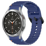 สายซิลิโคนลายเกรนคลื่นเย็บพร้อมบัคเคิลสีดำ สำหรับ Samsung Galaxy Watch 5 40 / 44 มม., สำหรับ Samsung Galaxy Watch 5 Pro, สำหรับ Samsung Galaxy Watch 4 40 / 44 มม., สำหรับ Samsung Galaxy Watch 4 Classic 42 / 46 มม.