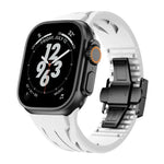 สายรัดนาฬิกาซิลิโคนหัวเข็มขัดผีเสื้อสแตนเลสสีดำ Tailor สำหรับ Apple Watch 44 มม. / 45 มม. / 46 มม. / 49 มม.